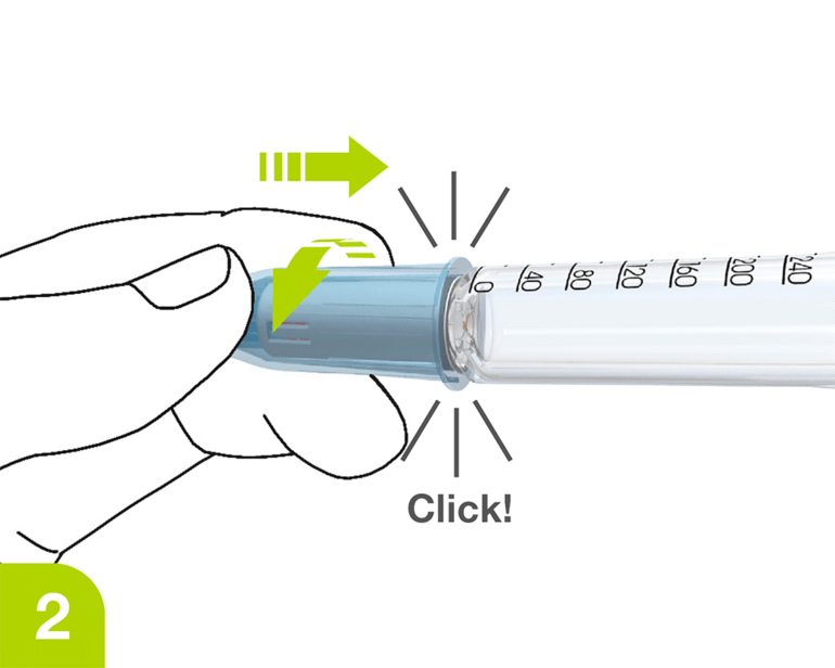 Application AutoProtect – click the pen needle straight onto the injection pen