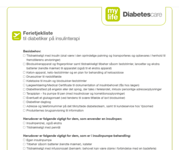 Ferietjekliste til diabetiker på insulinterapi